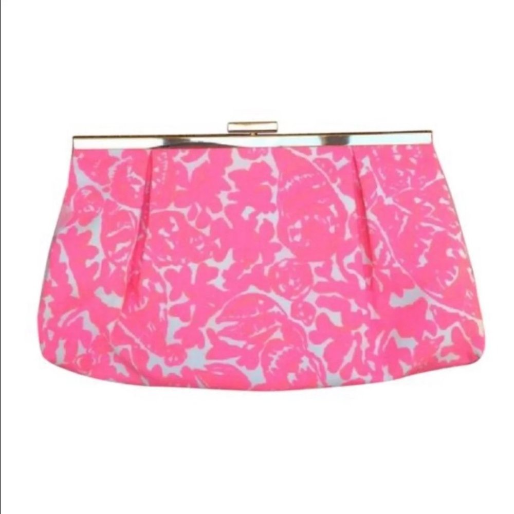 Lilly Pulitzer pink snap clutch purse